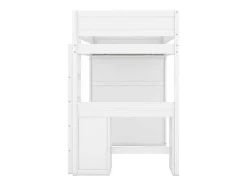 Hoogslaper 90 X 200 Cm Met Bureau + 2 Laden - Kledingkast Met Schuifdeur - Mdf Hout - Wit