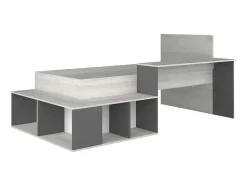 Hoogslaper 90 X 200 Cm Met Opbergruimte En Bureau - Kleur: Naturel En Antraciet - Rigali
