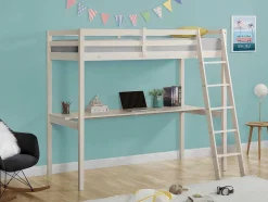 Hoogslaper Gedeon - 90 X 190 Cm - Met Bureau - Massief Grenen - Gebleekt