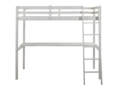 Hoogslaper Gedeon Ii - 90 X 190 Cm - Met Bureau - Massief Grenen - Gebleekt + Matras