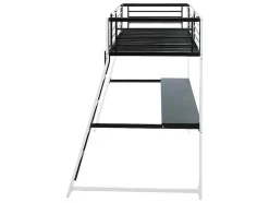 Hoogslaper Malicia - Bed 90 X 190 Cm - Ingebouwd Bureau - Zwart En Wit