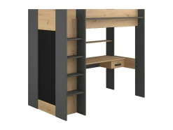 Hoogslaper Met Bureau En Kast - 90X200Cm - Naturel En Antraciet - Auckland