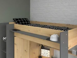 Hoogslaper Met Bureau En Kast - 90X200Cm - Naturel En Antraciet - Auckland