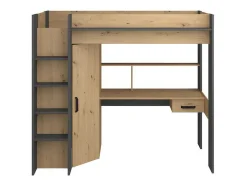 Hoogslaper Met Bureau En Kast - 90X200Cm - Naturel En Antraciet - Auckland