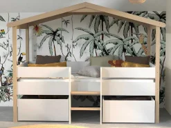 Hutbed Sarosi Met Laden - 90 X 190 Cm - Linden - Wit En Eiken