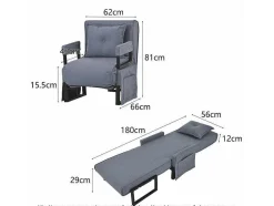 3-In-1 Converteerbare Fauteuil In Stof - Grijs
