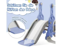 4-In-1 Glijbaan Met Schommel En Basketbalstandaard Voor Kinderen, Klimladder, Voor Binnen En Buiten, Blauw
