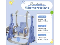 4-In-1 Glijbaan Met Schommel En Basketbalstandaard Voor Kinderen, Klimladder, Voor Binnen En Buiten, Blauw