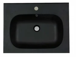 Inbouwwastafel In Hars Met Steenlook - Zwart - L60 X B46 Cm - Okiwa