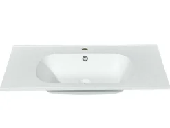 Inbouwwastafel In Hars Met Steenlook - Wit - L80 X B46 Cm - Okiwa