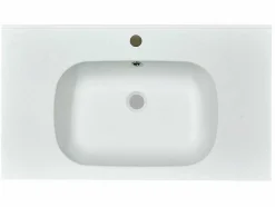 Inbouwwastafel In Hars Met Steenlook - Wit - L80 X B46 Cm - Okiwa