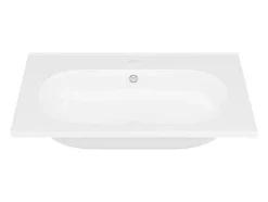 Inbouwwastafel Van Hars Met Steeneffect - Wit - L60 X B46 Cm - Okiwa