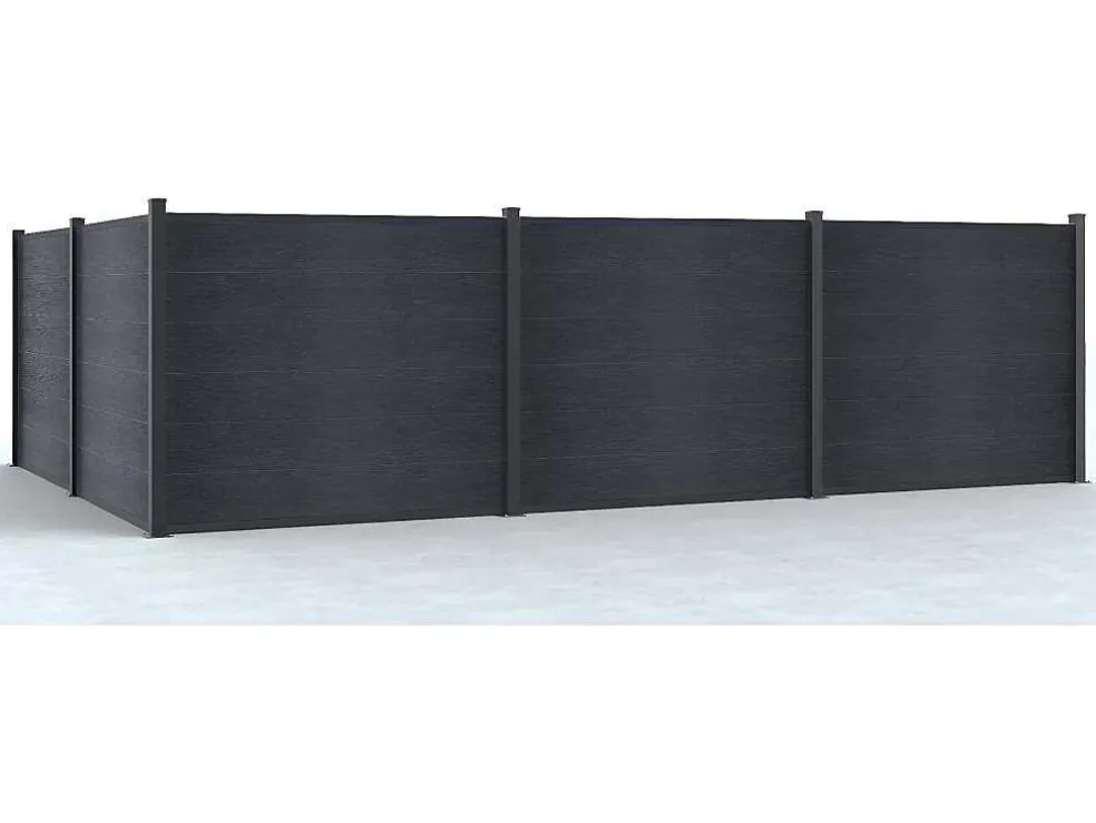 Ingraafbare Omheining H156 Cm - Set 6 Composietplaten + 2 Antracietkleurige Palen - Enola