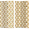 Kamerscherm Met Art-Decoprint 3 Delen Luxor - Mdf - L.120 X H.180 Cm - Goudkleurig