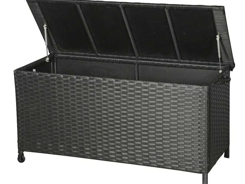 Kaplo Tuintoebehoor Kussen Opbergbox Met Wielen Zwart.