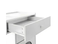 Kaptafel Met Spiegel En Led-Verlichting - 2 Lades En Een Uitneembare Kast - Wit (Kruk Niet Inbegrepen)