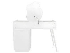 Kaptafel Met Spiegel En Led-Verlichting - 2 Lades En Een Uitneembare Kast - Wit (Kruk Niet Inbegrepen)