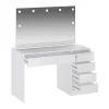 Kaptafel Met Spiegel En Ledverlichting - 5 Lades - Glanzend Wit - Jenemi
