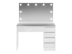 Kaptafel Met Spiegel En Ledverlichting - 5 Lades - Glanzend Wit - Jenemi