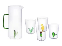 Karaf + Set Van 4 Glazen Met Cactus - Puntia
