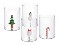 Karaf + Set Van 4 Glazen Met Kerstmotieven - Scopa