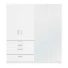 Kast Met 4 Deuren En 4 Lades - Met Spiegel - L200 Cm - Wit - Nidawo