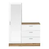 Kast Met 3 Lades En Element Met Spiegel - Wit En Houtlook - Vitorio
