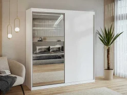Kast Met 2 Schuifdeuren - Met Spiegel - L200 Cm - Wit - Ochira