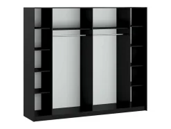 Kast Met 2 Schuifdeuren - Met Spiegel - L244 Cm - Zwart - Nimela