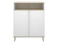 Keukenbuffet Wajdi - 2 Deuren En 1 Nis - Wit En Eiken