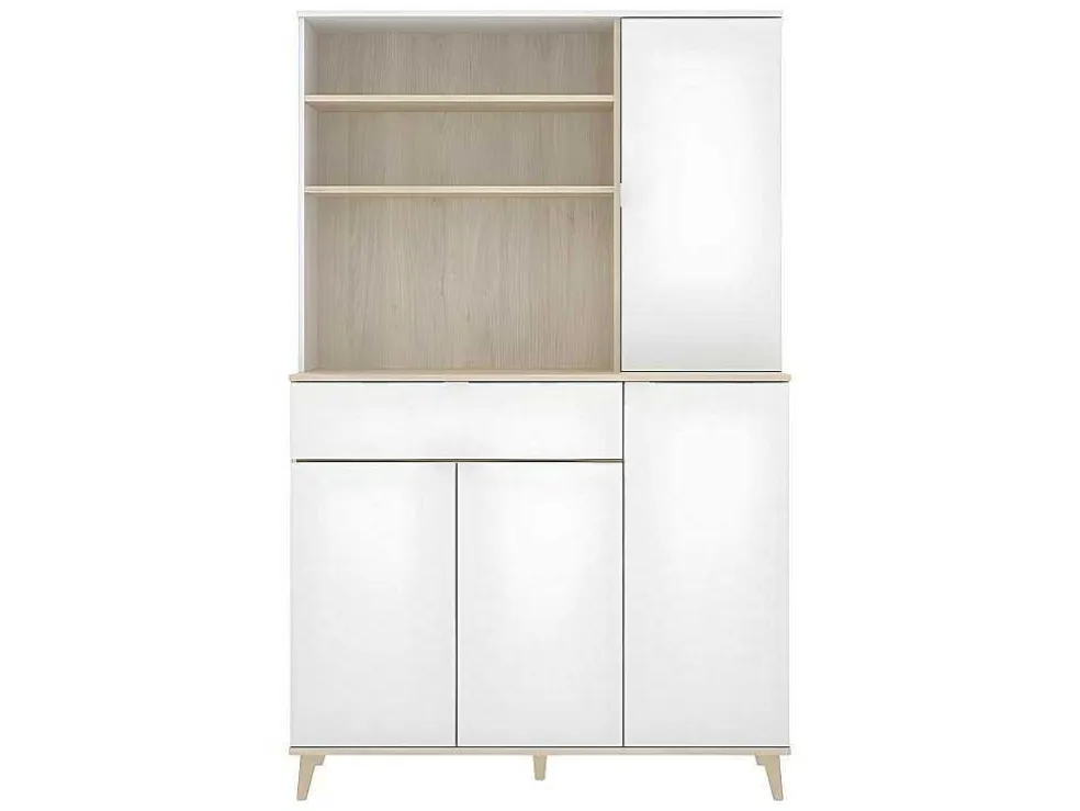 Keukenbuffet Wajdi - 4 Deuren, 1 Lade En 3 Nissen - Wit En Eiken