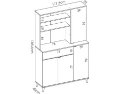 Keukenbuffet Wajdi - 4 Deuren, 1 Lade En 3 Nissen - Wit En Eiken