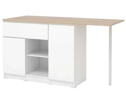 Keukeneiland Met 2 Deuren, 1 Lade En 2 Nissen - Wit En Licht Naturel - Tunori