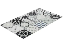 Keukentapijt Van Vinyl Met Vloertegelmotief Mosai - 49,5 X 83 Cm - Zwart En Wit