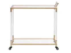 Keukentrolley Met Twee Bladen In Gehard Glas En Metaal - Transparant En Goudkleurig - Orula