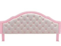 Kinderbed 140X200Cm Met Gewatteerde Rugleuning In Kunstleer - Lattenbodem - Roze