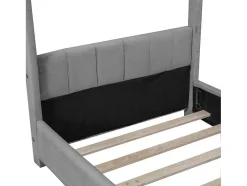 Kinderhutbed 90X200Cm In Fluweel - Lattenbodem - Grijs