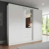 Kledingkast - Schuifdeuren - Spiegel En Lades - L 240 Cm - Wit - Bodil