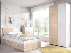 Kledingkast Sonia - 2 Deuren - L95 Cm - Kleuren: Eiken En Wit