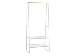 Kledingrek - L64 Cm - Wit Metaal En Beukenhout - Dogu
