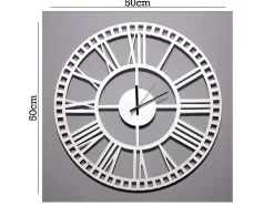 Klok Vintage 5, Wit, Zwart, 50X1,5X50 Cm, Epikasa