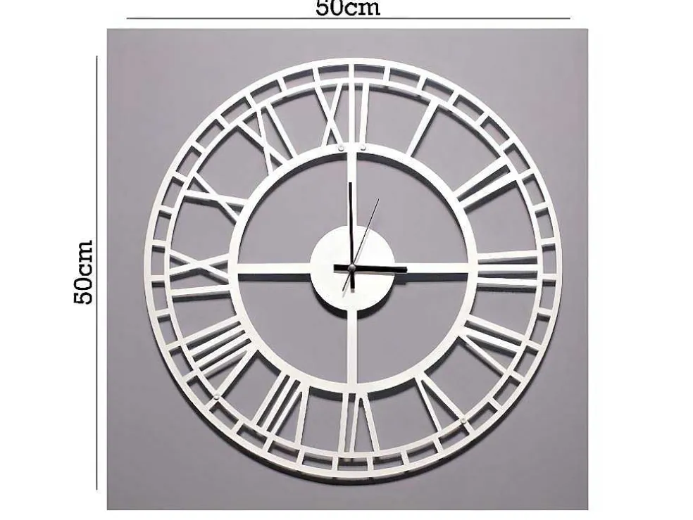 Klok Vintage 7, Wit, Zwart, 50X1,5X50 Cm, Epikasa