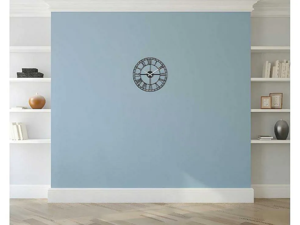 Klok Vintage 9, Zwart, Zilver, 50X1,5X50 Cm, Epikasa