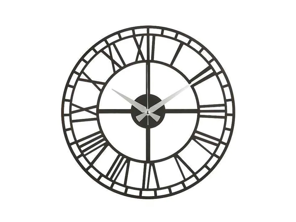Klok Vintage 9, Zwart, Zilver, 50X1,5X50 Cm, Epikasa