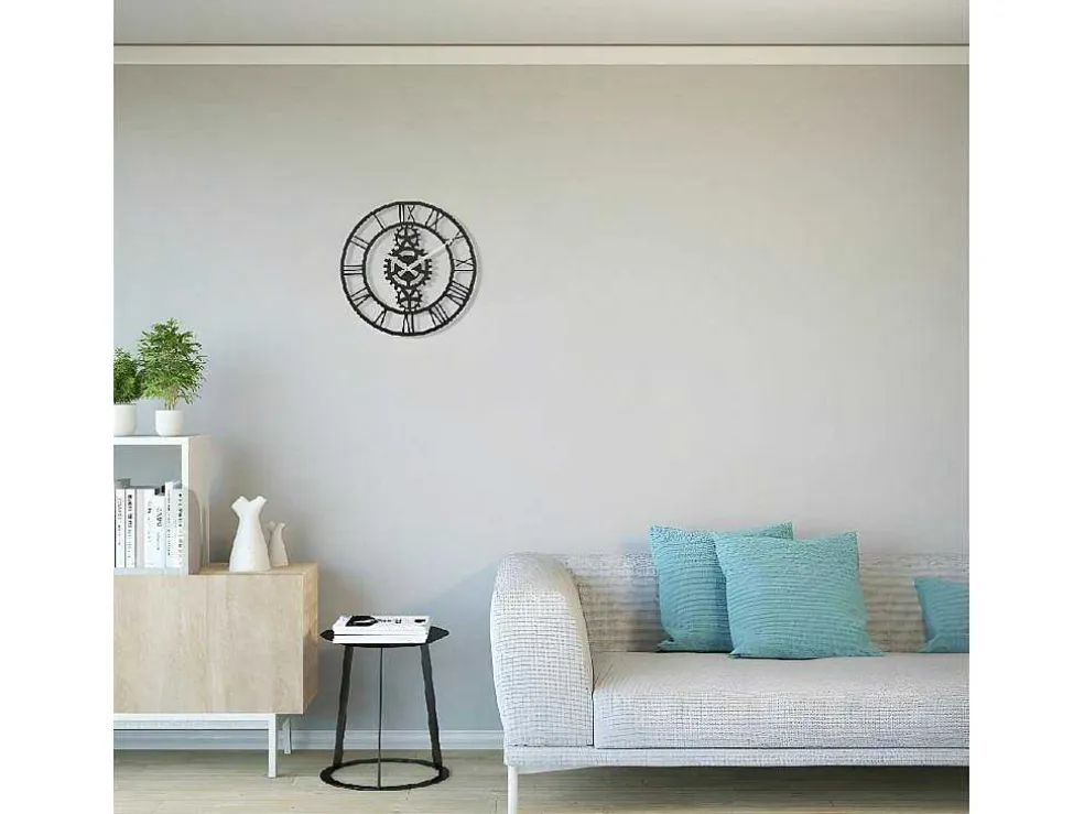 Klok Vintage 10, Zwart, Zilver, 50X1,5X50 Cm, Epikasa