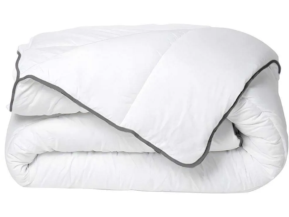 Knuffel Dekbed Silk Touch 140 X 200 Cm - 250 G/M - Wit Met Grijze Bies - Biesya