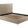 Kofferbed En Hoofdeinde Met Verticale Stiksels - 180 X 200 Cm - Stof - Beige - Sarah