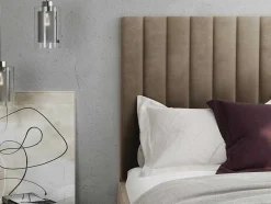 Kofferbed Met Hoofdbord Met Verticale Naden - 160 X 200 Cm - Velours - Taupe - Larali - Van Pascal Morabito