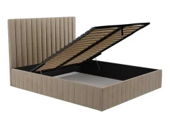 Kofferbed Met Hoofdbord Met Verticale Naden - 160 X 200 Cm - Velours - Taupe - Larali - Van Pascal Morabito