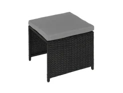 Krukje Van Poly-Rattan Mcw-K35, Zwart, Kussen Lichtgrijs